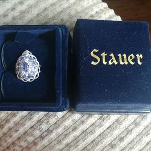 Stauer Silver Pear Tanzanite and Diamond Ring
